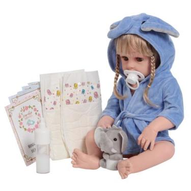 Imagem de Boneca Reborn Bebê Realista Loira Saída de Banho Pelúcia - Cegonha Reb