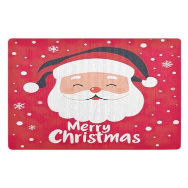 Imagem de SEHANY Tapete de porta de inverno Papai Noel Natal para todos os climas, impermeável, secagem rápida, bem-vindo, tapete de entrada antiderrapante, tapete decorativo de poliéster para entrada, varanda