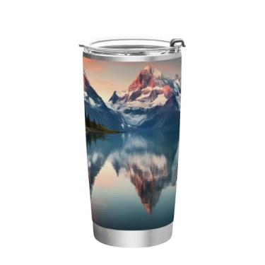 Imagem de Blueangle Copo de 590 ml com tampa e canudo, copo de café com água isolada a vácuo de aço inoxidável, caneca de viagem para montanhas, copo térmico para bebidas quentes e frias(29)