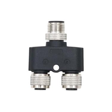 Imagem de Conector tipo M12 Y - Plugue do sensor de furo 3/4/5/8/12 pinos Adaptador durável três vias macho para fêmea(1 Male to 2 Female,4pin A type)