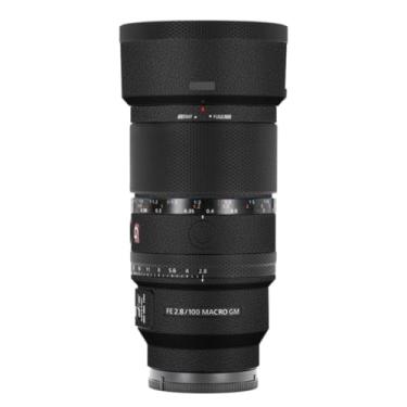 Imagem de 100 2.8 Câmera Macro Lens Skin Vinil Wrap Película Adesiva para Sony FE 100 mm F2.8 Macro GM OSS Protector Decalques Acessórios FE 2.8/100 (Couro Preto, para Sony FE 100 mm F2.8 Macro GM OSS)