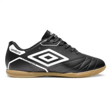 Imagem de Chuteira Futsal Umbro Manchester Masculina Indoor Solado Antiderrapante Confortável U01FB00459 (Preto/Branco, BR, Adulto, Numérico, 42)