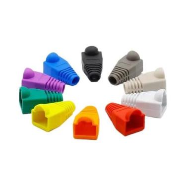 Imagem de Capas De Conector RJ45 Multicoloridas Para Cabo Ethernet Cat5 Cat5e Ca