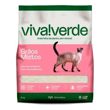 Imagem de Areia Viva Verde Biodegradável Grãos Mistos (nova Embalagem) Super Premium Para Gatos 20kg