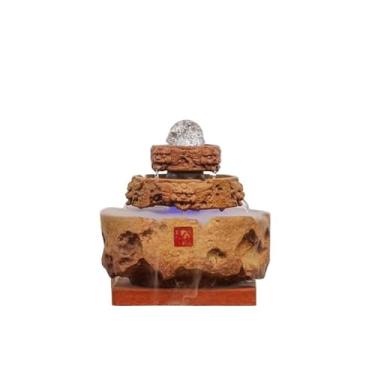 Imagem de VHDY85KA Enfeite de mesa de cerâmica para água corrente meditação fonte interior relaxamento circulação de água dentro de casa (amarelo)