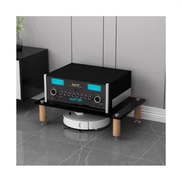 Imagem de Gabinete estéreo AV suporte de áudio torre de áudio-vídeo torre de áudio suporte de leitor de discos armário de armazenamento de mídia, para reuniões, sala de estar, sala de gravação (preto, 60 x 40 x