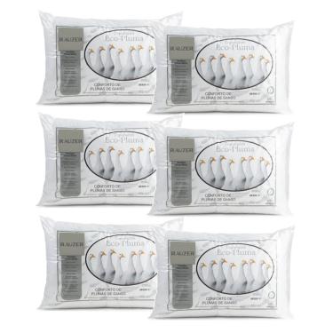 Imagem de Kit 6 Travesseiro Pluma Ganso Confortável Antiacaro 70x50cm