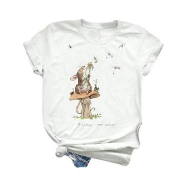 Imagem de Camiseta Feminina Com Estampa Animal, Manga Curta, Moda Fofa, Roupas D