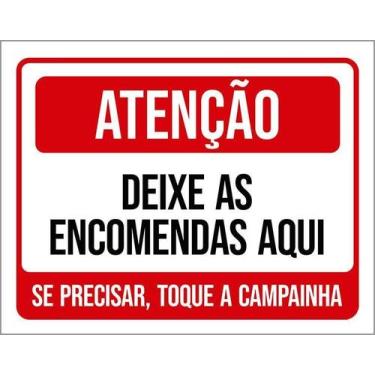 Imagem de Kit 5 Placa Acm Deixe Encomentas Aqui Toque Campainha 18X23 - Sinalizo
