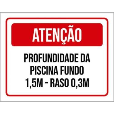Imagem de Kit 10 Placas Sinalização - Profundidade Piscina Fundo - Sinalizo