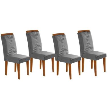 Imagem de Kit 2 Cadeiras De Cozinha Amsterdã 4 Un Capuccino Suede Grafite Rufato