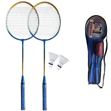 Imagem de Kit Badminton Lorben 2 Raquetes e Petecas Cor Vermelho lazer Completo