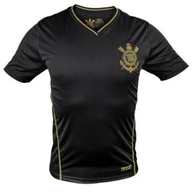 Imagem de Camiseta Corinthians Dry Preta Gola V Masculina-Masculino