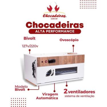 Imagem de Chocadeira Automática Elétrica ALTA PERFORMANCE 70 OVOS PID com 2 vent