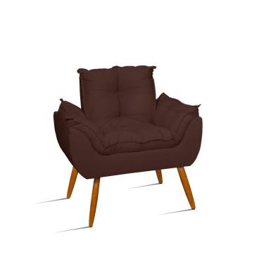 Imagem de Poltrona Decorativa Opala Para Sala Quarto Escritório Suede Fibra Siliconada Marrom Bal...