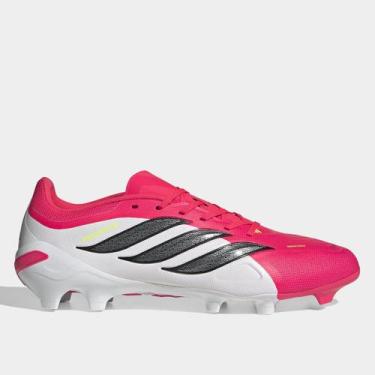 Imagem de Chuteira Campo Adidas Predator League Unissex, Branco, Rosa, 37