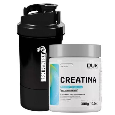 Imagem de Kit Creatina 300g Dux + Garrafa Shaker 500ml Academia Treino-Unissex