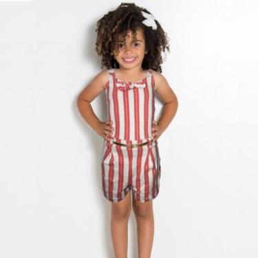 Imagem de Macacão Infantil Menina Criança Pantacourt Listrado T 1 Ao 3 - ANJO DA