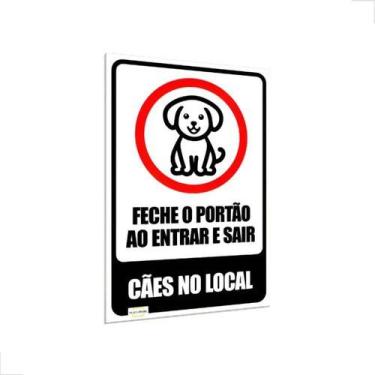 Imagem de Placa Aviso Cachorros No Local Manter Porta Fechada 30x20cm Branco - P