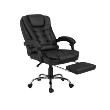 Imagem de Cadeira De Escritório Itália Presidente Ergonômica Couro Sintético Encosto Ajustável Com Trava E Apoio Para Pés Cor Preta Luvinco