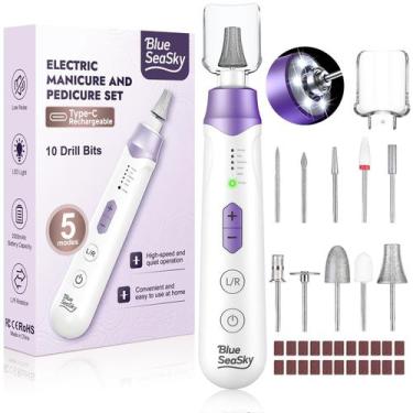 Imagem de Kit de Lixa Elétrica para Unhas Blue Sea Sky 10 em 1 Sem Fio