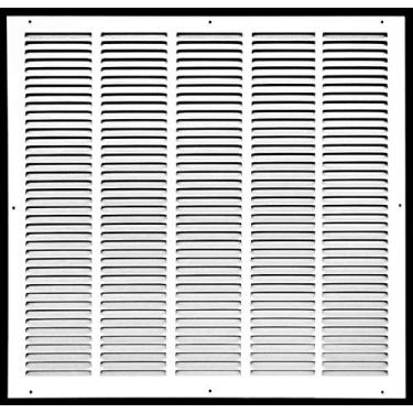 Imagem de Grade de retorno de ar de 63,5 cm x 66 cm - parede lateral e teto - difusor de cobertura de duto de ventilação HVAC - [branco] [Dimensões externas: 66,75 L x 27,75"h]