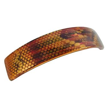 Imagem de Parcelona French Golden Mesh Choco Marrom Escuro Curvado Forte Aderência Celuloide Grampo de Cabelo Grande Automático Barrette de Cabelo