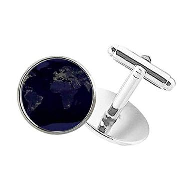 Imagem de DIYthinker Abotoaduras com clipe de botão redondo com mapa aéreo do planeta Terra misterioso