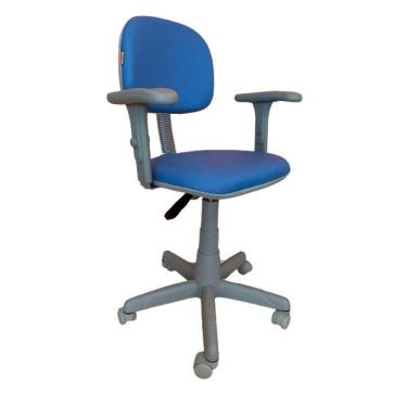 Imagem de Cadeira Secretária Digitador Azul Com Braços E Base Cinza
