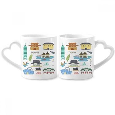 Imagem de Taiwan Viagem China Confúcio Templo Casal Caneca Porcelana Conjunto de Cerâmica Copo Amante Punho Coração