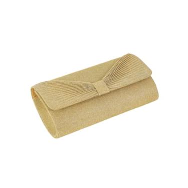 Imagem de JAMBHALA Bolsa Clutch Chique com Gravata Borboleta Sweet Handbag com PVC e Poliéster Macio Dentro (ouro)