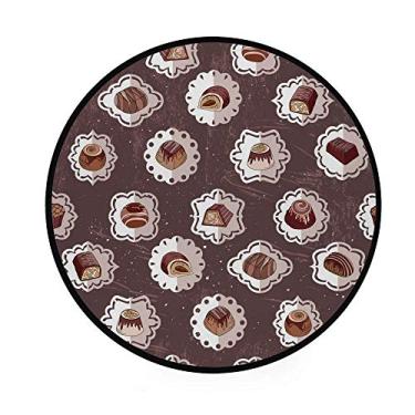 Imagem de Tapete redondo para sala de estar, quarto, chocolate, doces, decoração de casa, tapete antiderrapante, tapete macio, diâmetro 92 cm