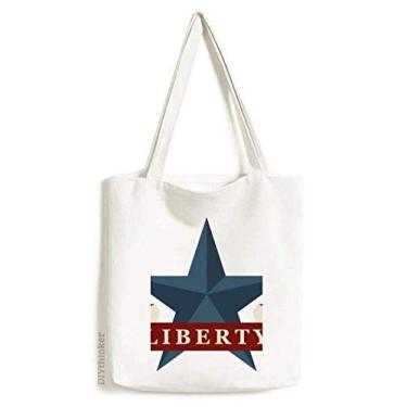 Imagem de Pentagrama Liberty Slogan America Country City sacola de lona bolsa de compras casual
