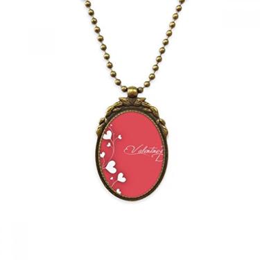 Imagem de DIYthinker Colar vintage com pingente de contas e pingente de coração branco vinhas Dia dos Namorados rosa antigo