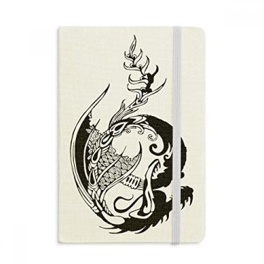 Imagem de Caderno tradicional chinês com desenho de dragão, capa dura de tecido oficial