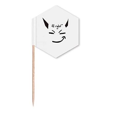 Imagem de Adesivos de texto de demônio Art Deco, bandeiras de palito de dente modernas, palitos de cupcake, festa celebração