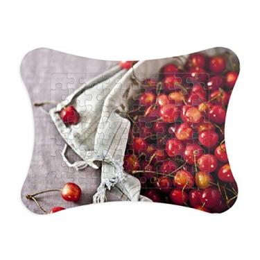 Imagem de Moldura de quebra-cabeça com foto de cereja, frutas vermelhas, temperadas, decoração de quadros, ornamento de jogos