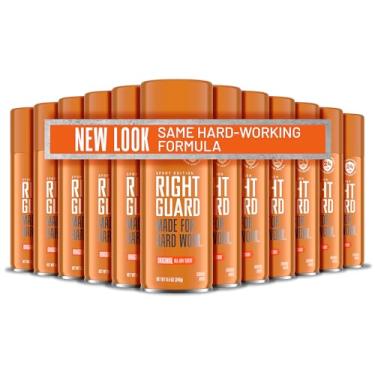 Imagem de Right Guard Desodorante esportivo em spray, desodorante em spray antimanchas para homens, sem alumínio, controle de odor 24 horas, aroma original, 241 g (12 unidades)