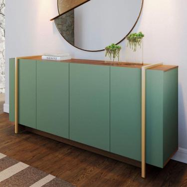 Imagem de Balcão Buffet Copacabana 4 Portas 2 Prateleiras Hortelã/Amêndoa - Colibri