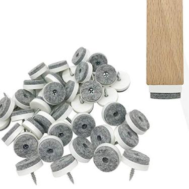 Imagem de 60 peças – Almofadas brancas de feltro rosqueadas de 33/40 cm para móveis, cadeiras de mesa, protetores de piso para pés de madeira