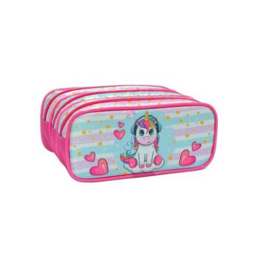 Imagem de Estojo Escolar Triplo Unicórnio Music Estojos Kids