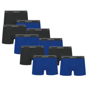 Imagem de 10 Cuecas Boxer Box Selene Em Algodão Cotton, Preto, Royal, M