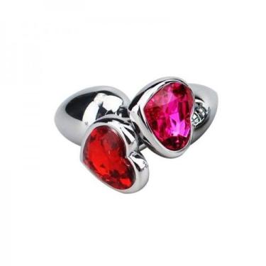 Imagem de Plug Anal Jóia em Aço P Base Coração e Cristal Colorido - Pink - Sexy 