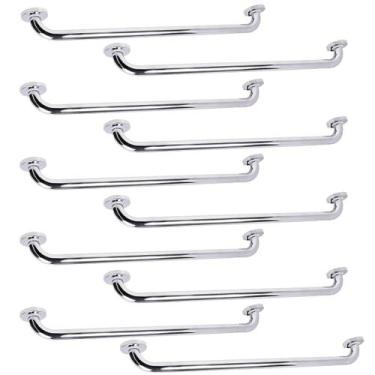 Imagem de Barra Alça Apoio 60cm Inox Kit 10 Uni Suporte Anti Queda Acessibilidad