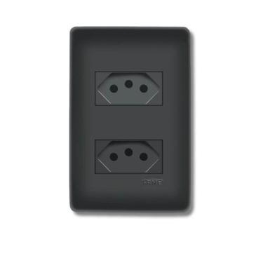Imagem de Conjunto 2 Tomadas 20a Tripolar 3p Preto Fosco Black - Fame