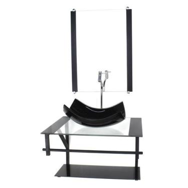 Imagem de Gabinete Vidro Banheiro 60Cm Ap Cuba Retangular Curvada - Cubas E Gabi