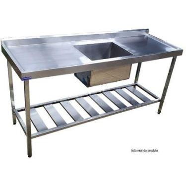 Imagem de Pia de Aço Inox Industrial Loja da Cozinha 180x60x90 cm