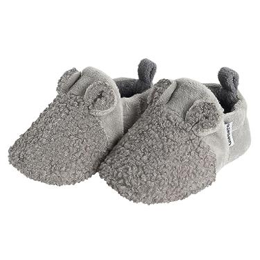 Imagem de Gerber Pantufa infantil unissex forrada com lã, antiderrapante, macia, com orelhas, Orelhas cinza, 6-9 Meses
