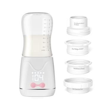 Imagem de w-maxa Aquecedor de Mamadeira Portátil, Aquecedor de Mamadeira Rápido para Viagens com Garrafa de Vidro e 4 Adaptadores, Aquecedor de Mamadeira Recarregável Em Movimento com Controle Preciso de Temperatura para Leite Materno, Fórmula