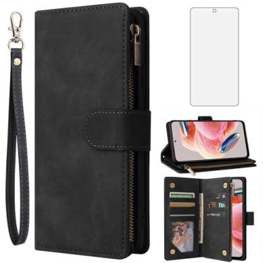 Imagem de Asuwish Capa carteira compatível com Xiaomi Redmi Note 12 4G, protetor de tela de vidro temperado e capa flip de couro TPU com suporte para cartões, acessórios de celular, capas de telefone para